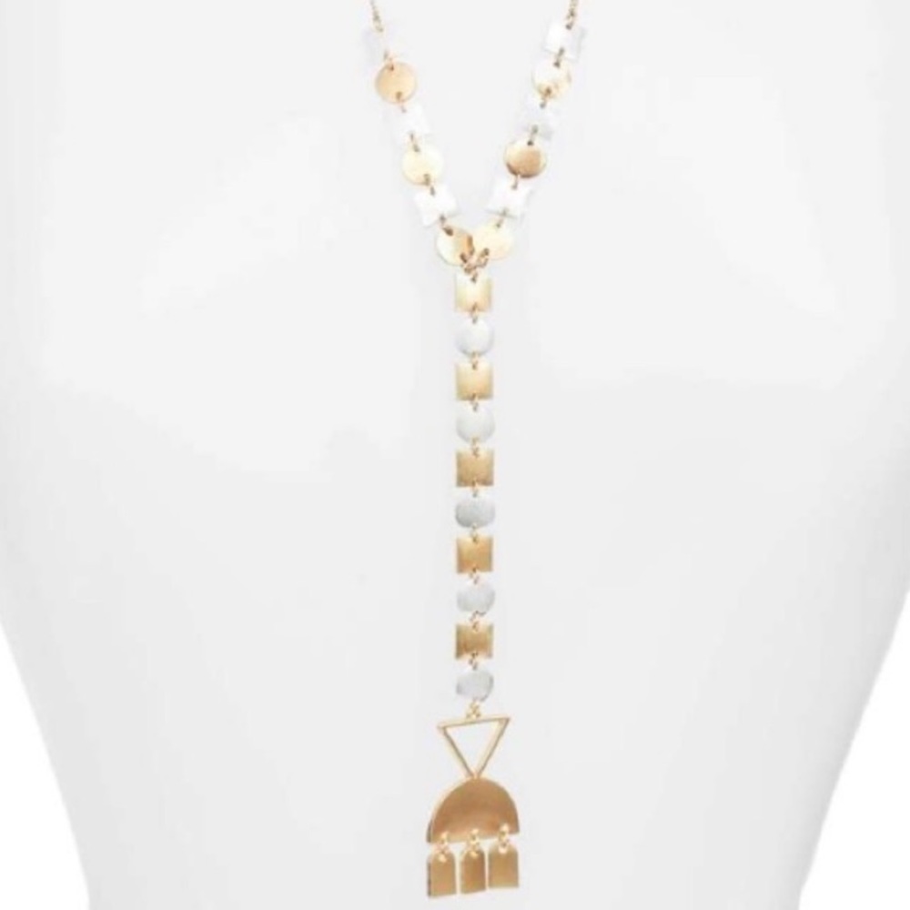 🛑3 for $10 MUST GO SALE  Falling shapes Two Tone Y Neckace
